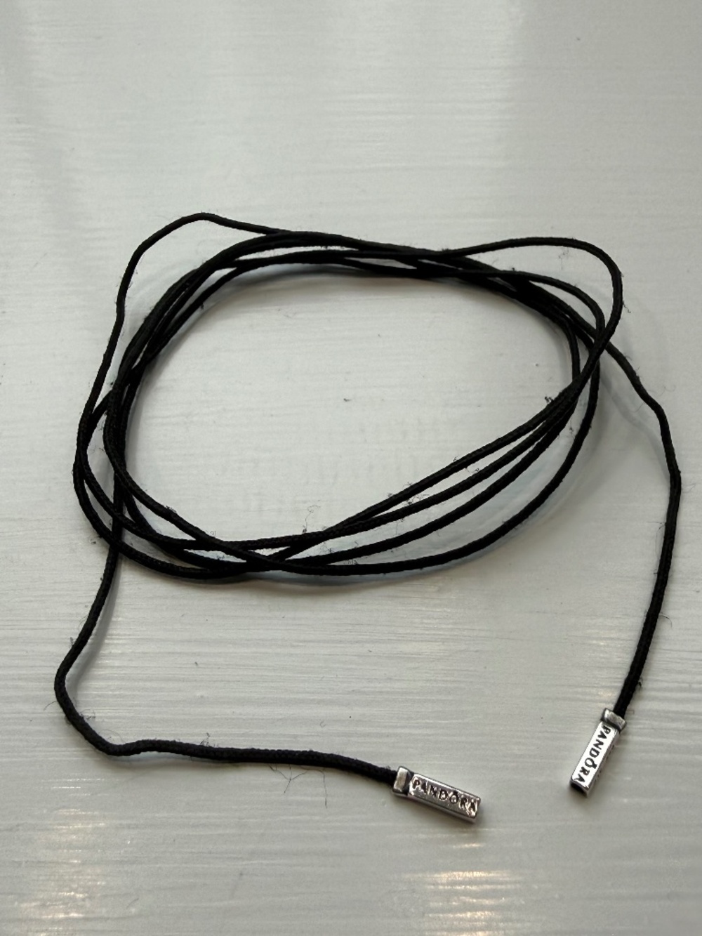 Pandora black fabric and sterling silver lariat - retired